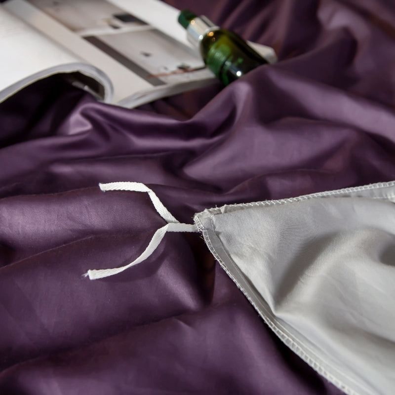 Linge de lit violet / brillant gris (100% coton égyptien)