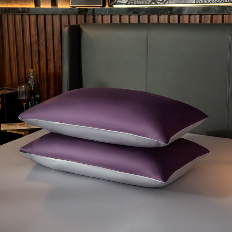 Linge de lit violet / brillant gris (100% coton égyptien)