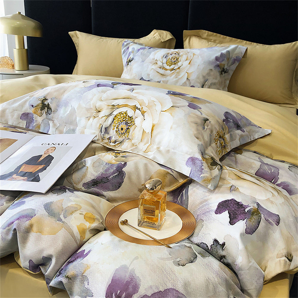Linge de lit Rose brillante avec violet (coton 100% égyptien)