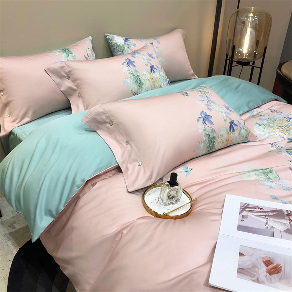 Linge de lit rose avec couleurs de fleur (coton 100% égyptien)