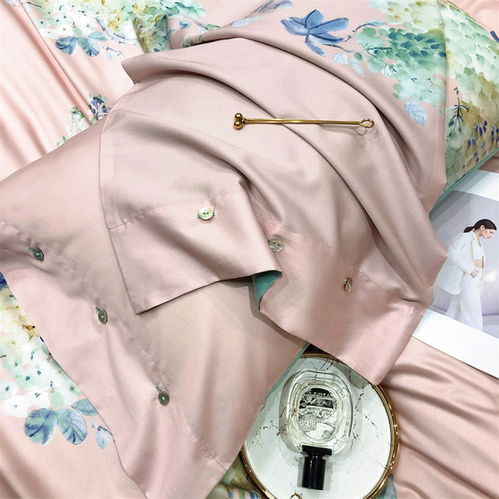 Linge de lit rose avec couleurs de fleur (coton 100% égyptien)