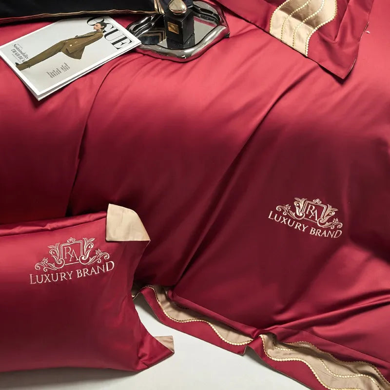 Couvercle de lit de feu de luxe en or rouge (coton 100% égyptien)