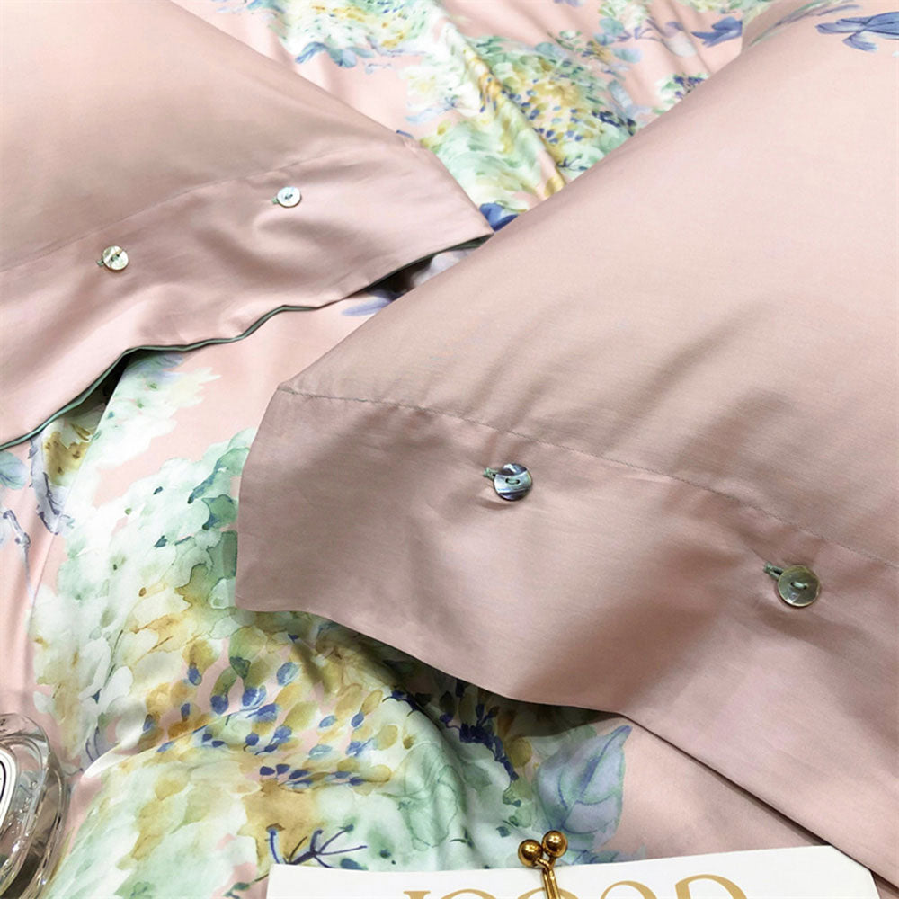 Linge de lit rose avec couleurs de fleur (coton 100% égyptien)