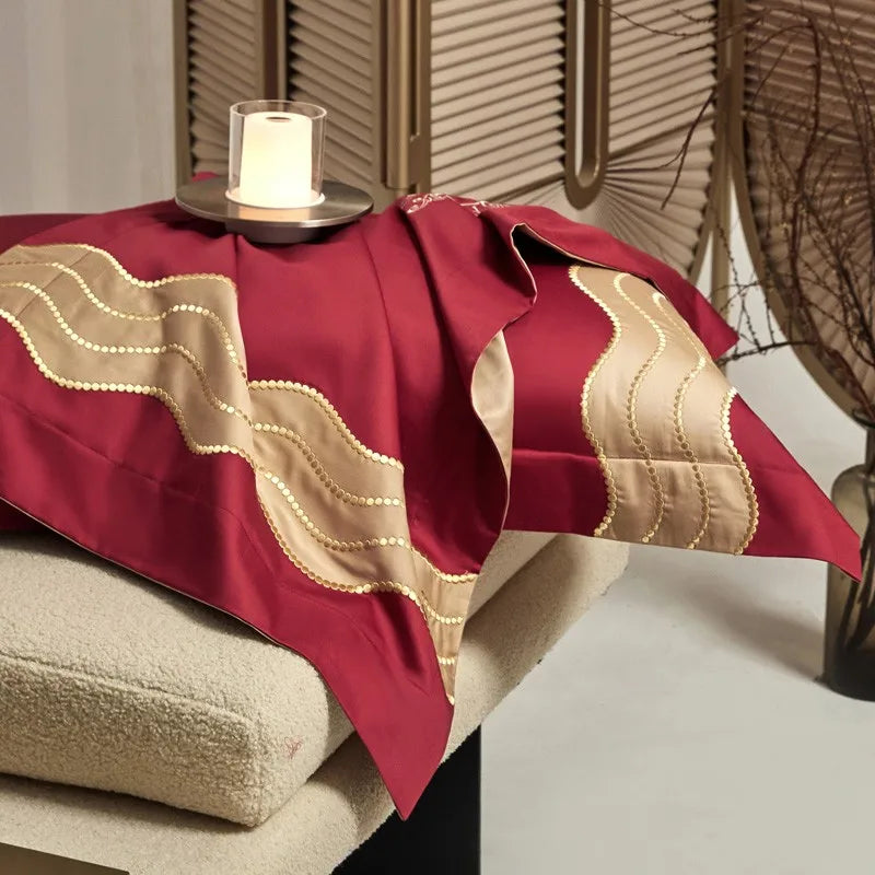 Couvercle de lit de feu de luxe en or rouge (coton 100% égyptien)