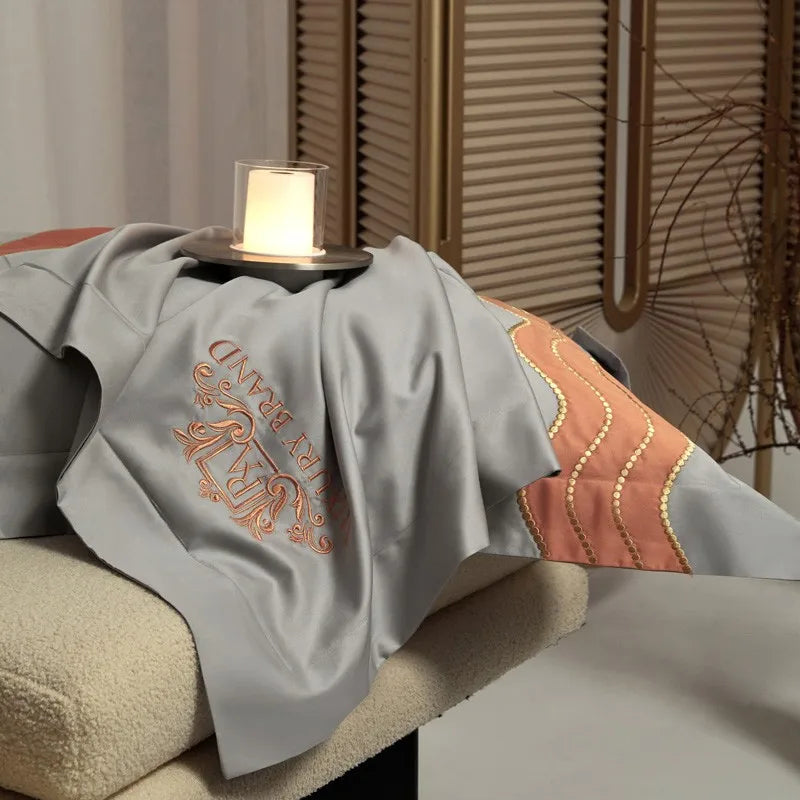 Couvre-feu de luxe Cover Gris Orange (100% coton égyptien)