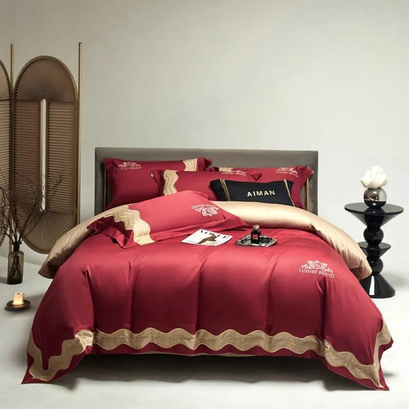 Couvercle de lit de feu de luxe en or rouge (coton 100% égyptien)