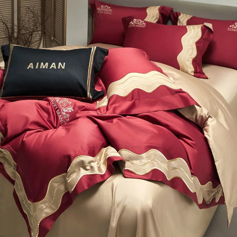 Couvercle de lit de feu de luxe en or rouge (coton 100% égyptien)