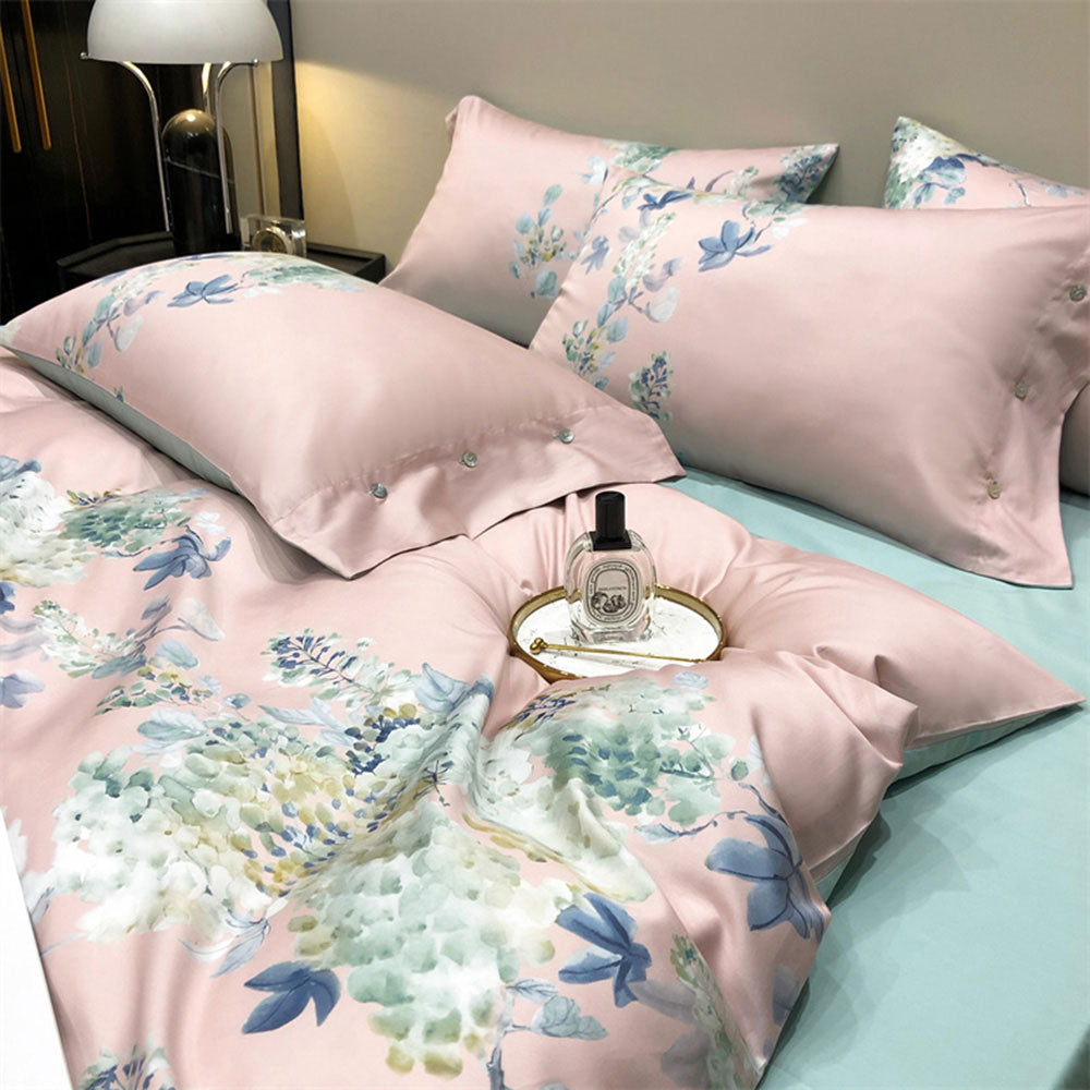 Linge de lit rose avec couleurs de fleur (coton 100% égyptien)