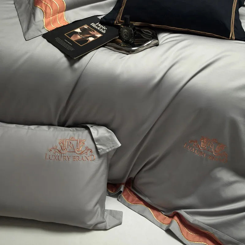 Couvre-feu de luxe Cover Gris Orange (100% coton égyptien)