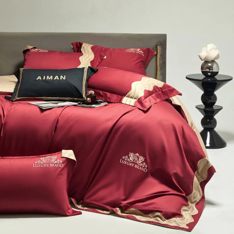 Couvercle de lit de feu de luxe en or rouge (coton 100% égyptien)