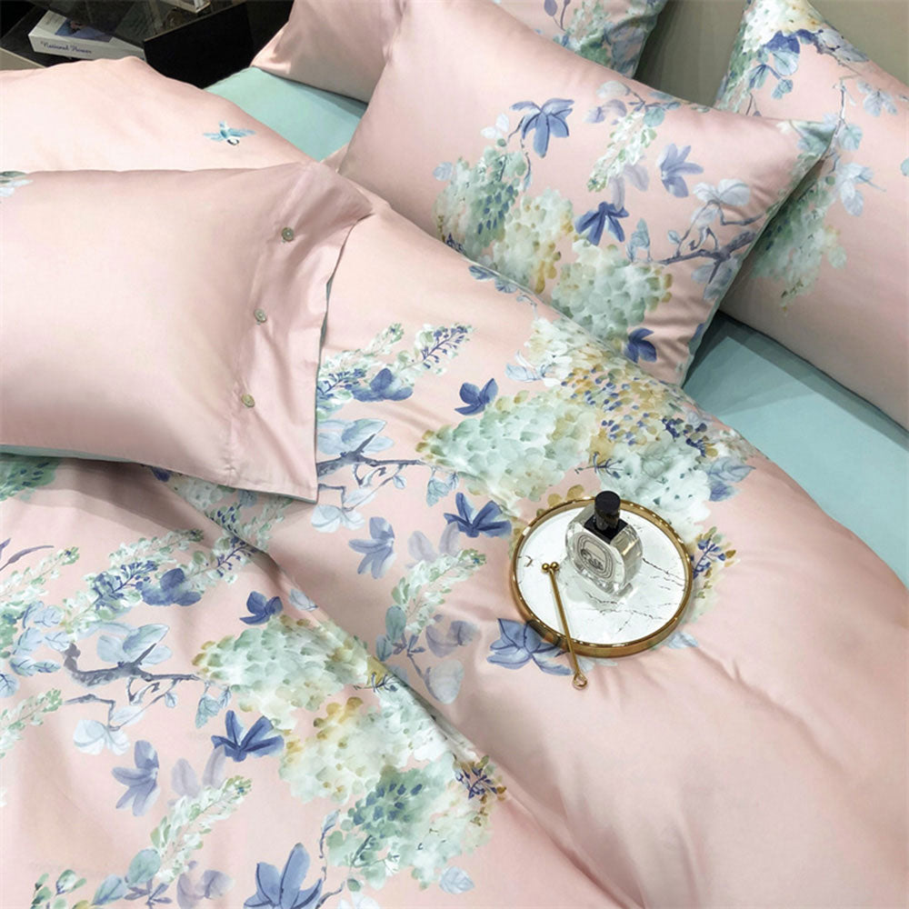 Linge de lit rose avec couleurs de fleur (coton 100% égyptien)