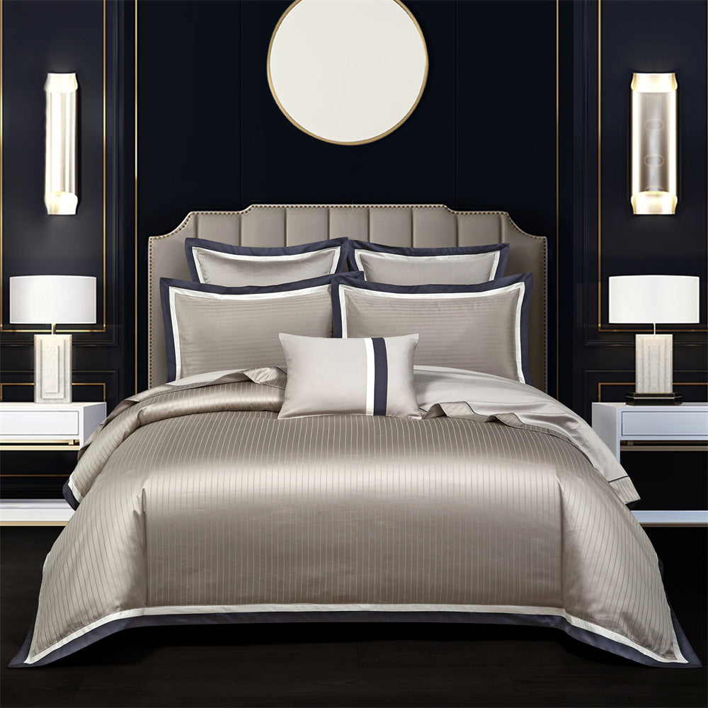 Ligne de lit Shine Blue Grey White (100% coton égyptien)