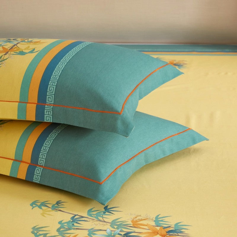 Ligne de lit Bamboo Green jaune (100% coton égyptien)
