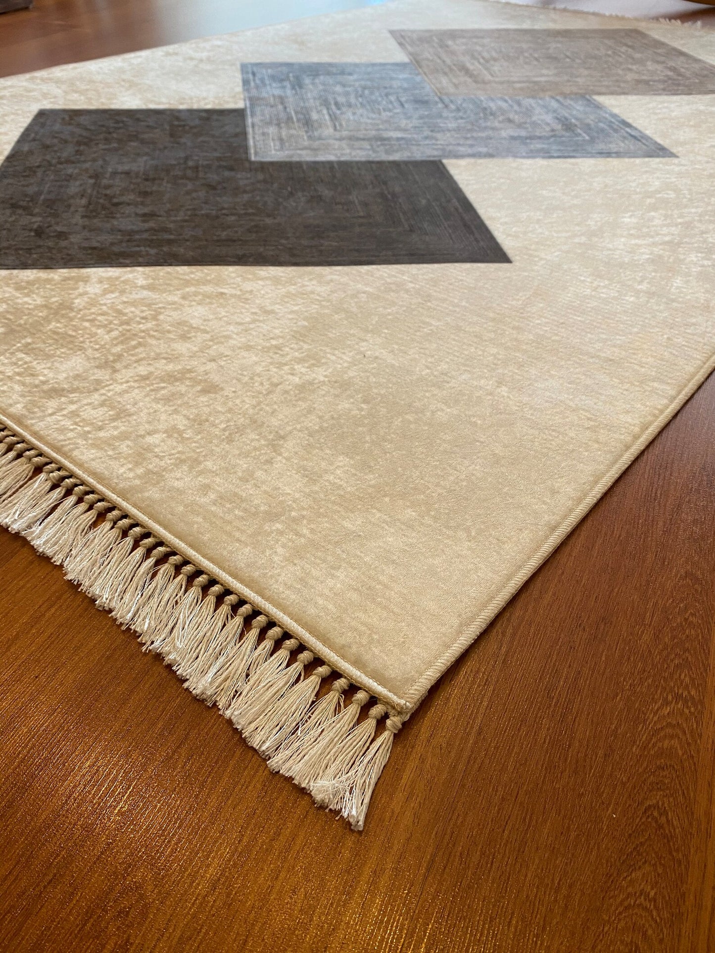 Tapis trois carrés conception soigneusement tricotée