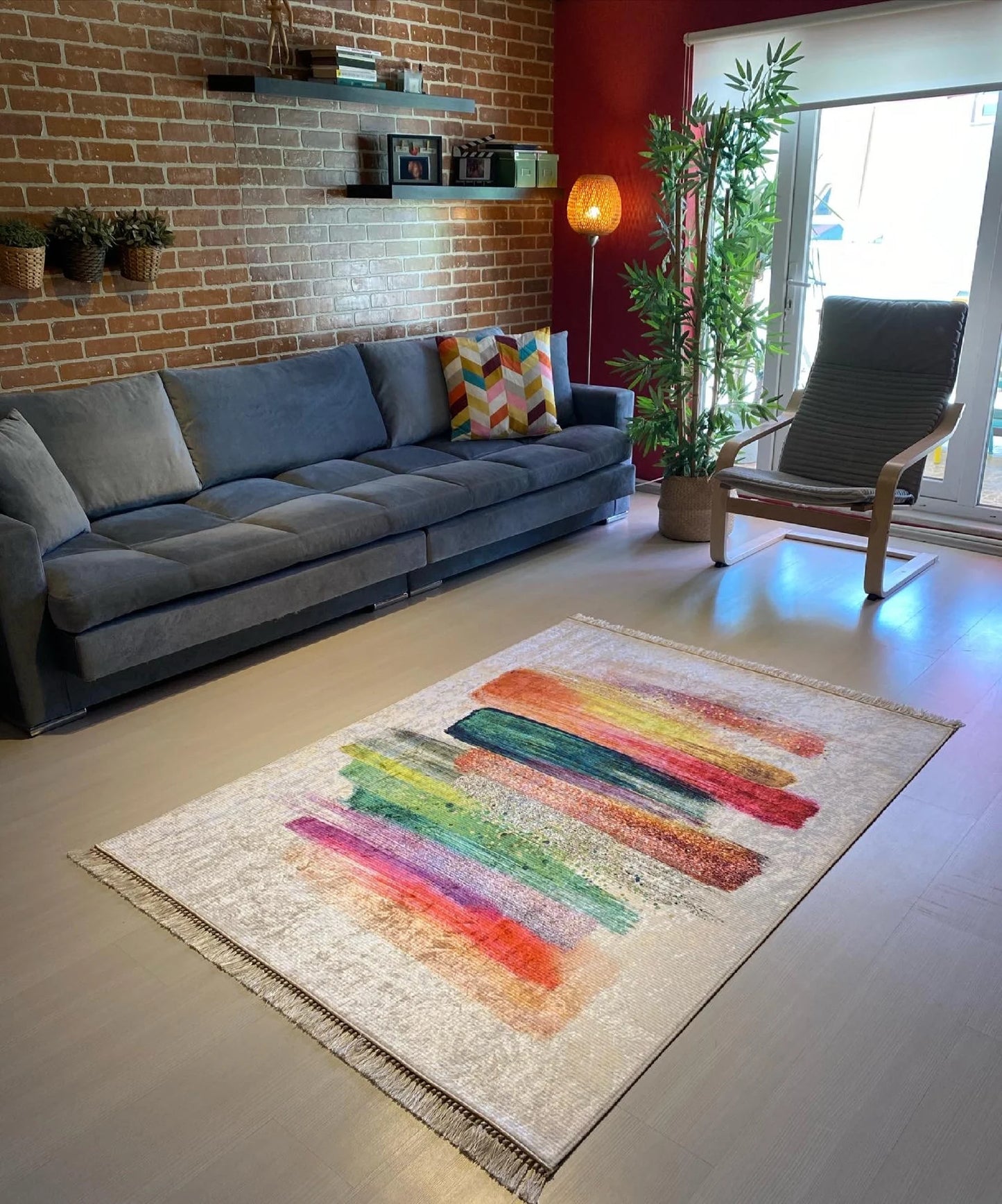 Conception de traits de couleur tapis soigneusement tricoté