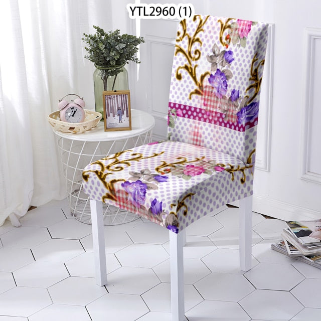 NEW - chair covers elastic with floral design - new