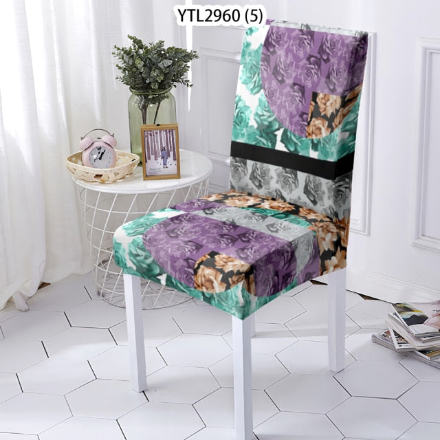 NEW - chair covers elastic with floral design - new