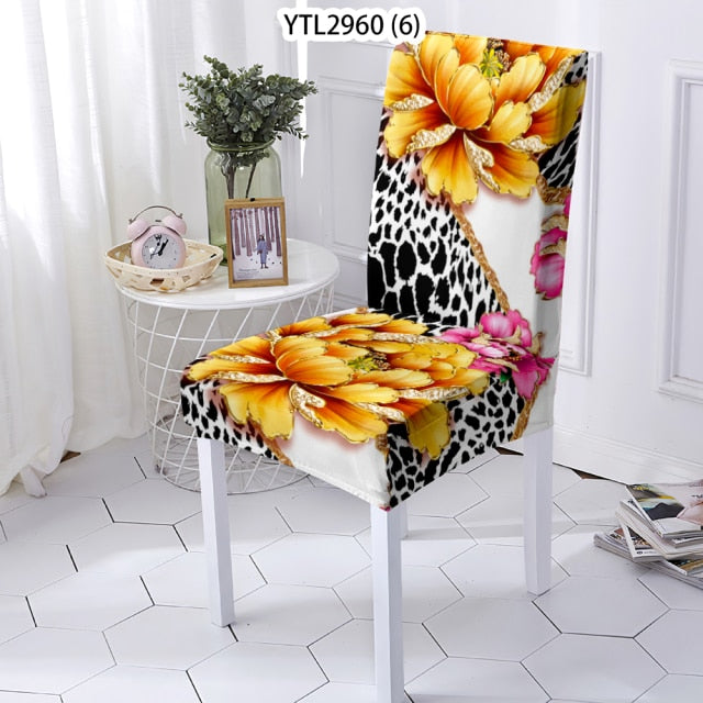 NEW - chair covers elastic with floral design - new