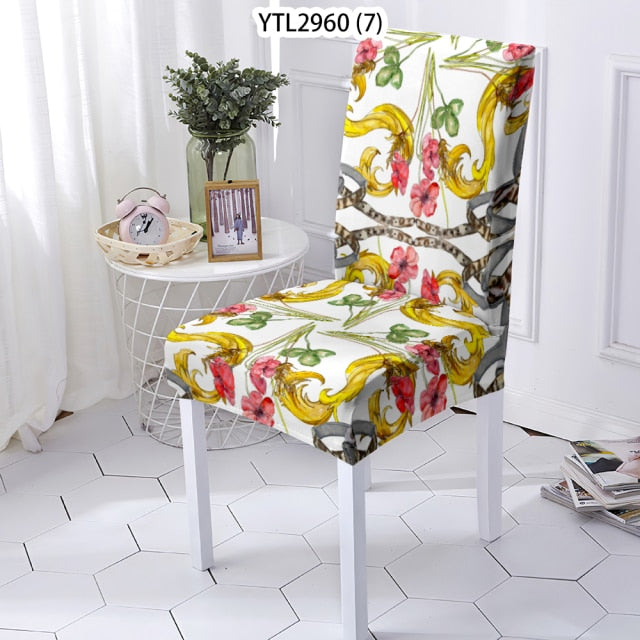 NEW - chair covers elastic with floral design - new