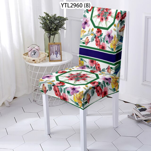 NEW - chair covers elastic with floral design - new