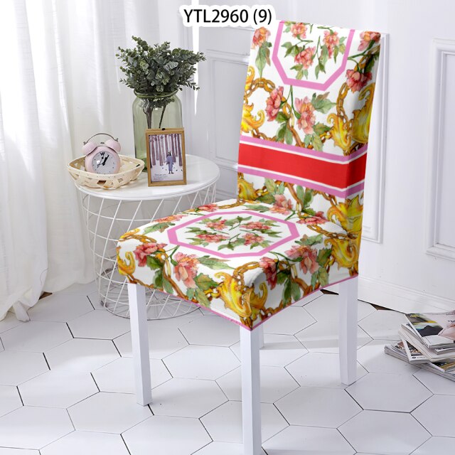 NEW - chair covers elastic with floral design - new