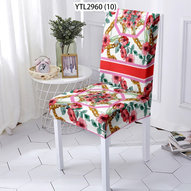 NEW - chair covers elastic with floral design - new