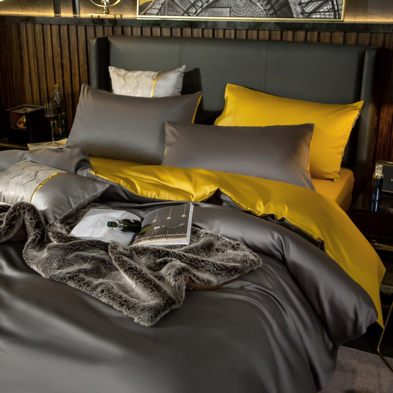 Bed linen gray / yellow shine (100% Egyptian cotton)