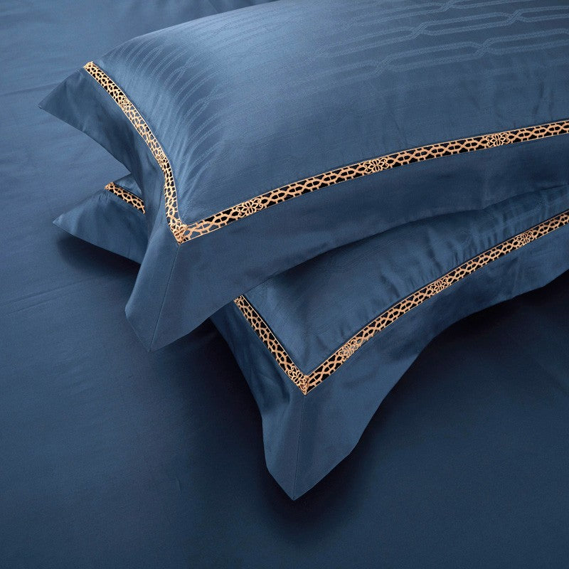 Bed linen blue gloss (100% Egyptian cotton)