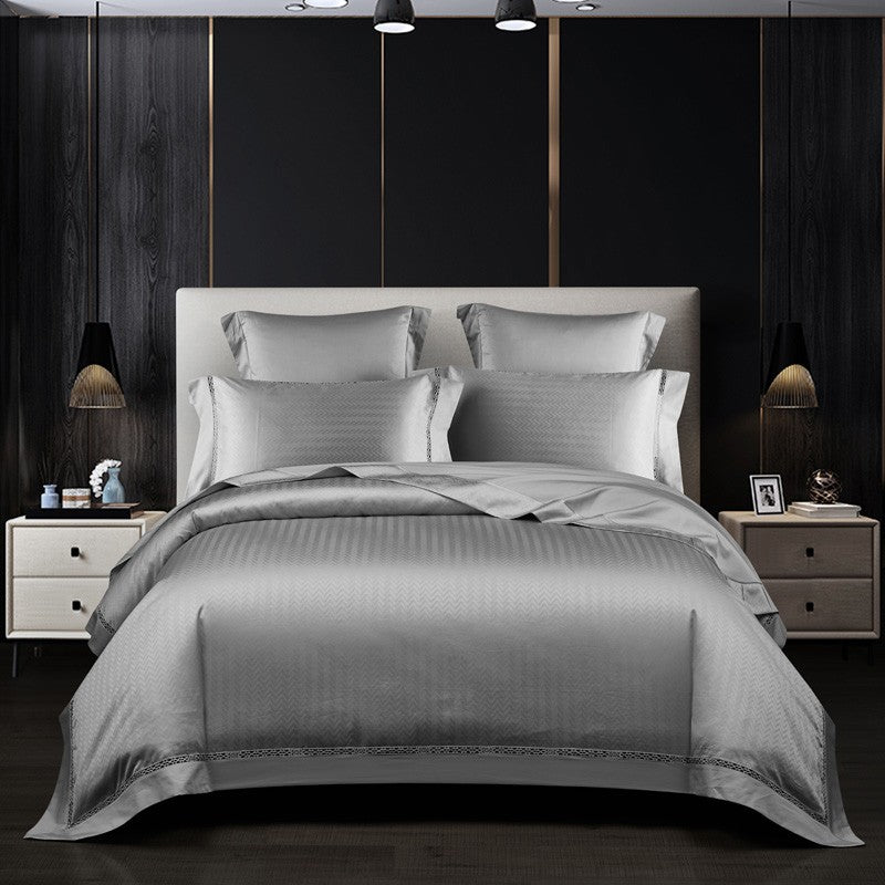 Bed linen set of gray gloss (100% Egyptian cotton)