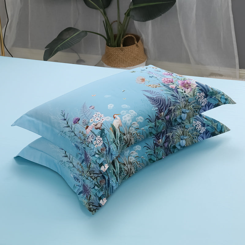 Bed linen flower meadow on blue (100% Egyptian cotton)