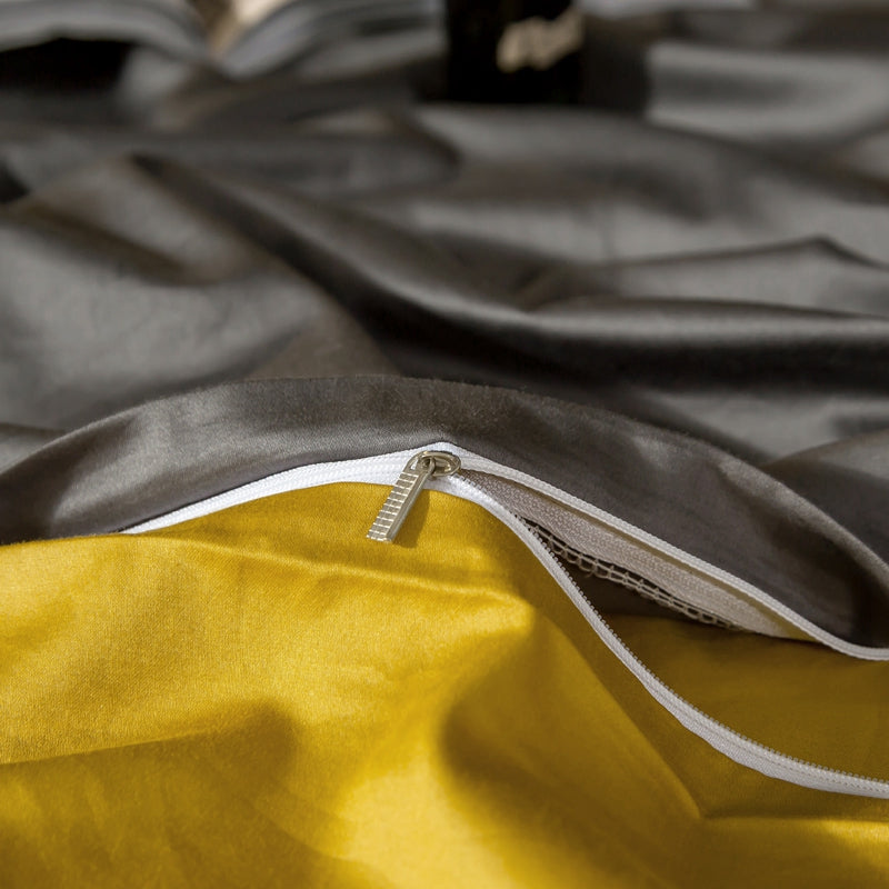 Bed linen gray / yellow shine (100% Egyptian cotton)