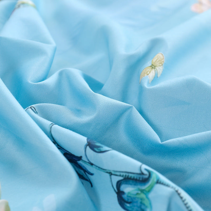 Bed linen flower meadow on blue (100% Egyptian cotton)