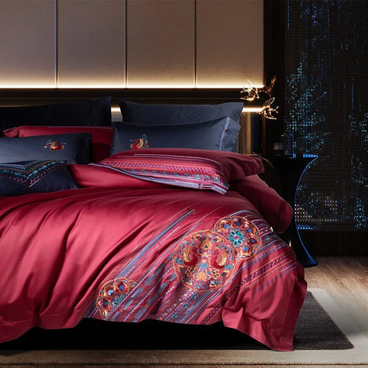 LINO PFAUENfeathers e fiori a letto (cotone egiziano al 100%)