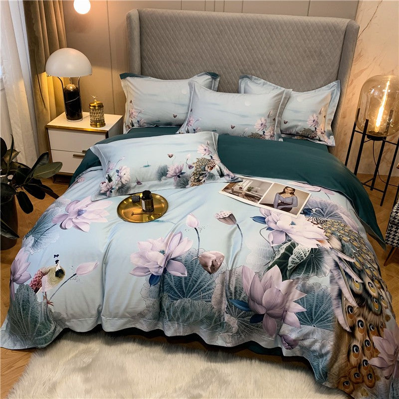 Bed linen Pfauenfeathers and Flowers (100% Egyptian cotton)