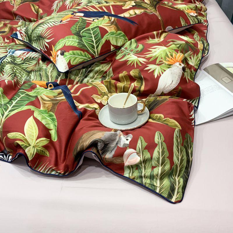 Bed Linen Safari Red and Green (100% di cotone egiziano)