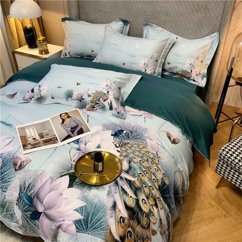 LINO PFAUENfeathers e fiori a letto (cotone egiziano al 100%)