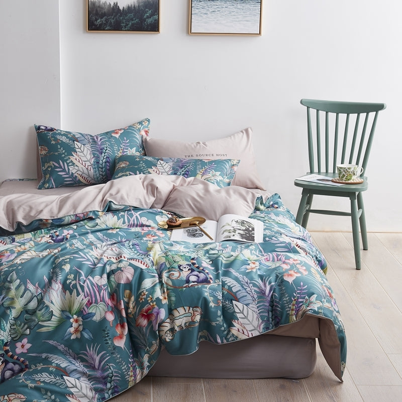 Bed linen Gekko and monkey flowers (100% Egyptian cotton)