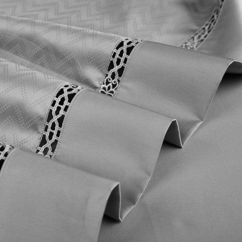 Bed linen set of gray gloss (100% Egyptian cotton)