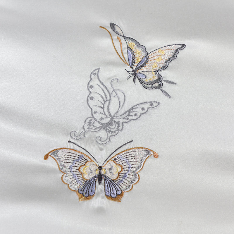 Linge de lit Flying papillon blanc (satin et coton égyptien)