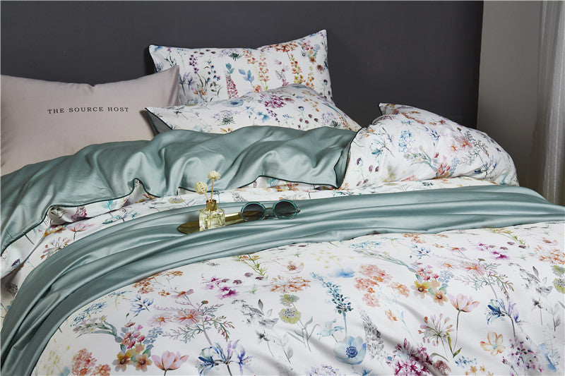 Bed linen flowers and plants violet (100% Egyptian cotton)