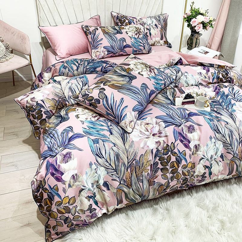 Bed linen pink with flowers (100% Egyptian cotton)