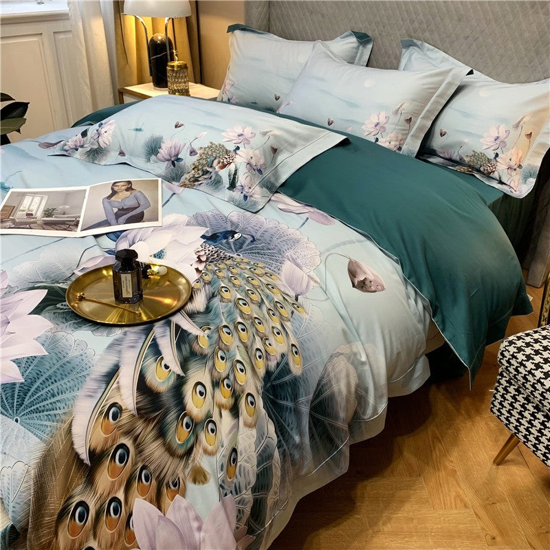 LINO PFAUENfeathers e fiori a letto (cotone egiziano al 100%)