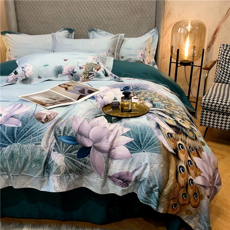 LINO PFAUENfeathers e fiori a letto (cotone egiziano al 100%)