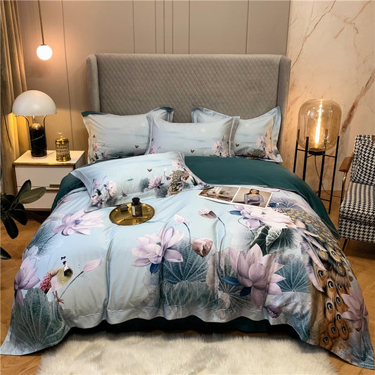 Bed linen Pfauenfeathers and Flowers (100% Egyptian cotton)