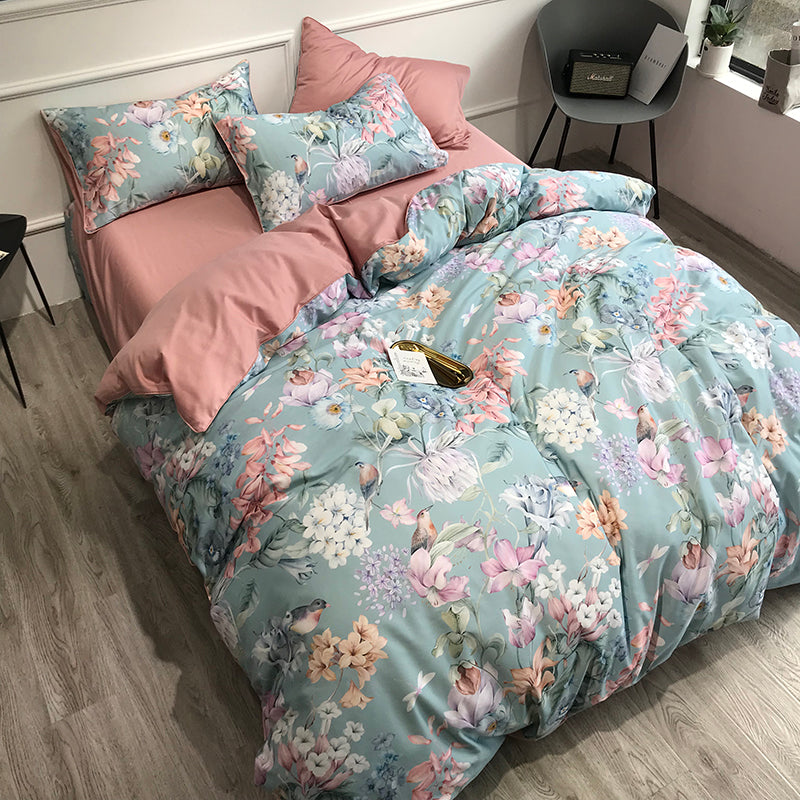 Bed linen birds with flowers (100% Egyptian cotton)