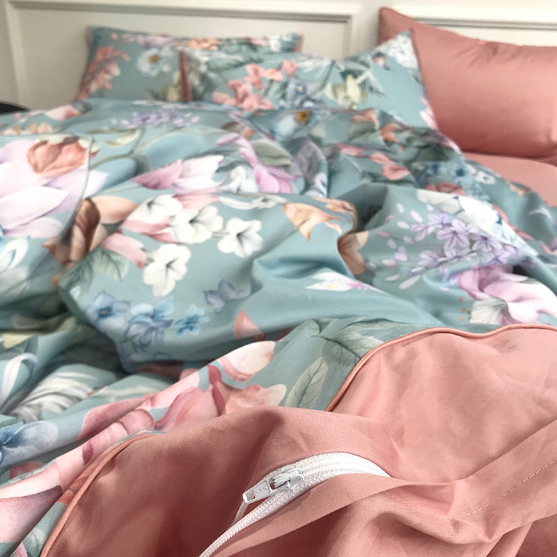 Oiseaux de linge de lit avec fleurs (coton 100% égyptien)