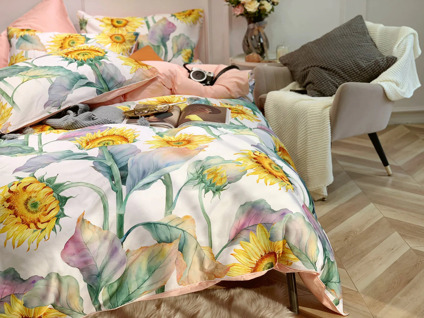 Bed linen sunflowers (100% Egyptian cotton)