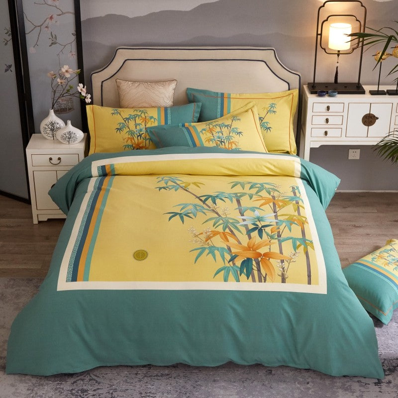 Bed linen bamboo yellow green (100% Egyptian cotton)