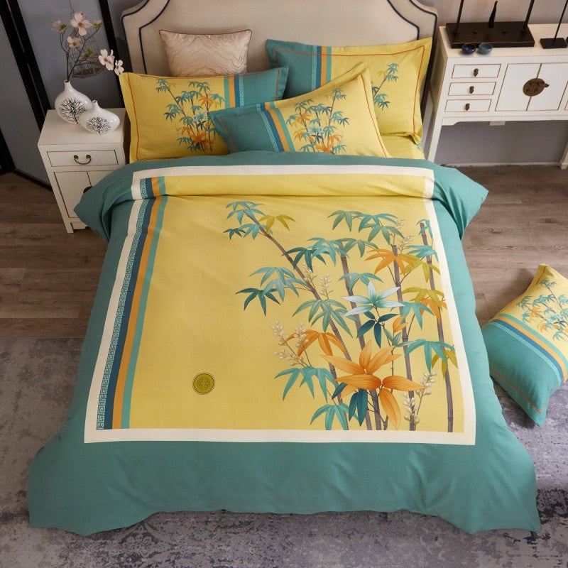 Bed linen bamboo yellow green (100% Egyptian cotton)