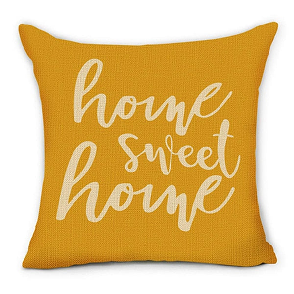 Pillow covers Home Sweet Home yellow